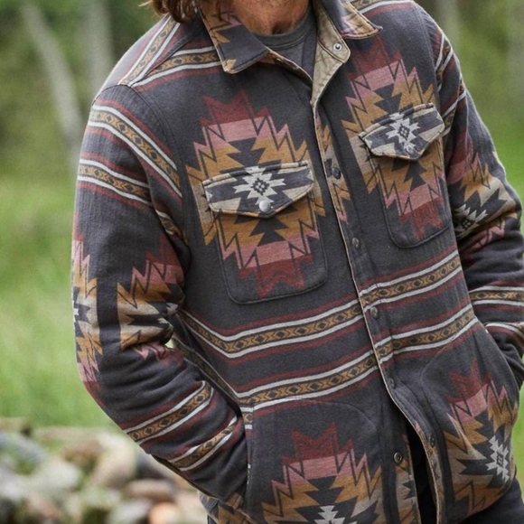 FAHERTY Doug Good Feather Reversible Bondi Jacket Olive Black Star Nation Medium - Picture 2 of 12